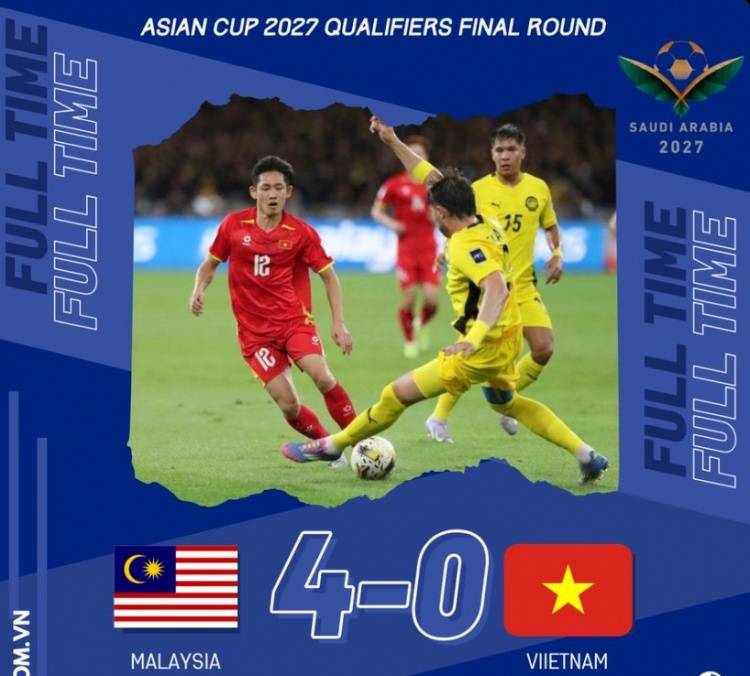 国足压力大了！越南0-4遭马来西亚狂虐 恐无缘亚洲杯