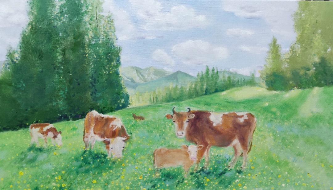 草原油画作品(草原油画作品名称)